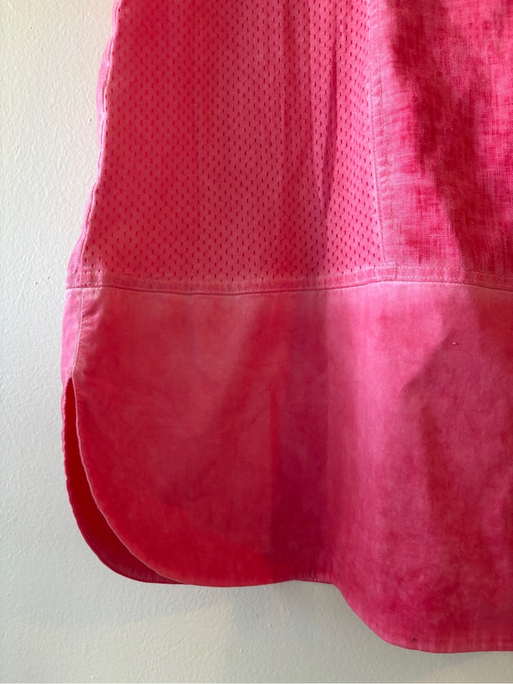 Maloka Pink Linen Blend Shift Dress with Lace Yoke Short Sleeve Size Small - Picture 5 of 12